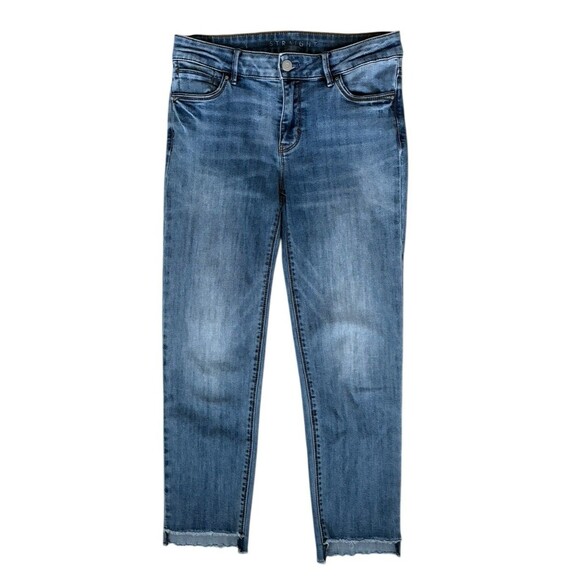 White House Black Market The Straight Crop Jeans Women's Size 4 Raw Hem Midrise - Picture 1 of 13